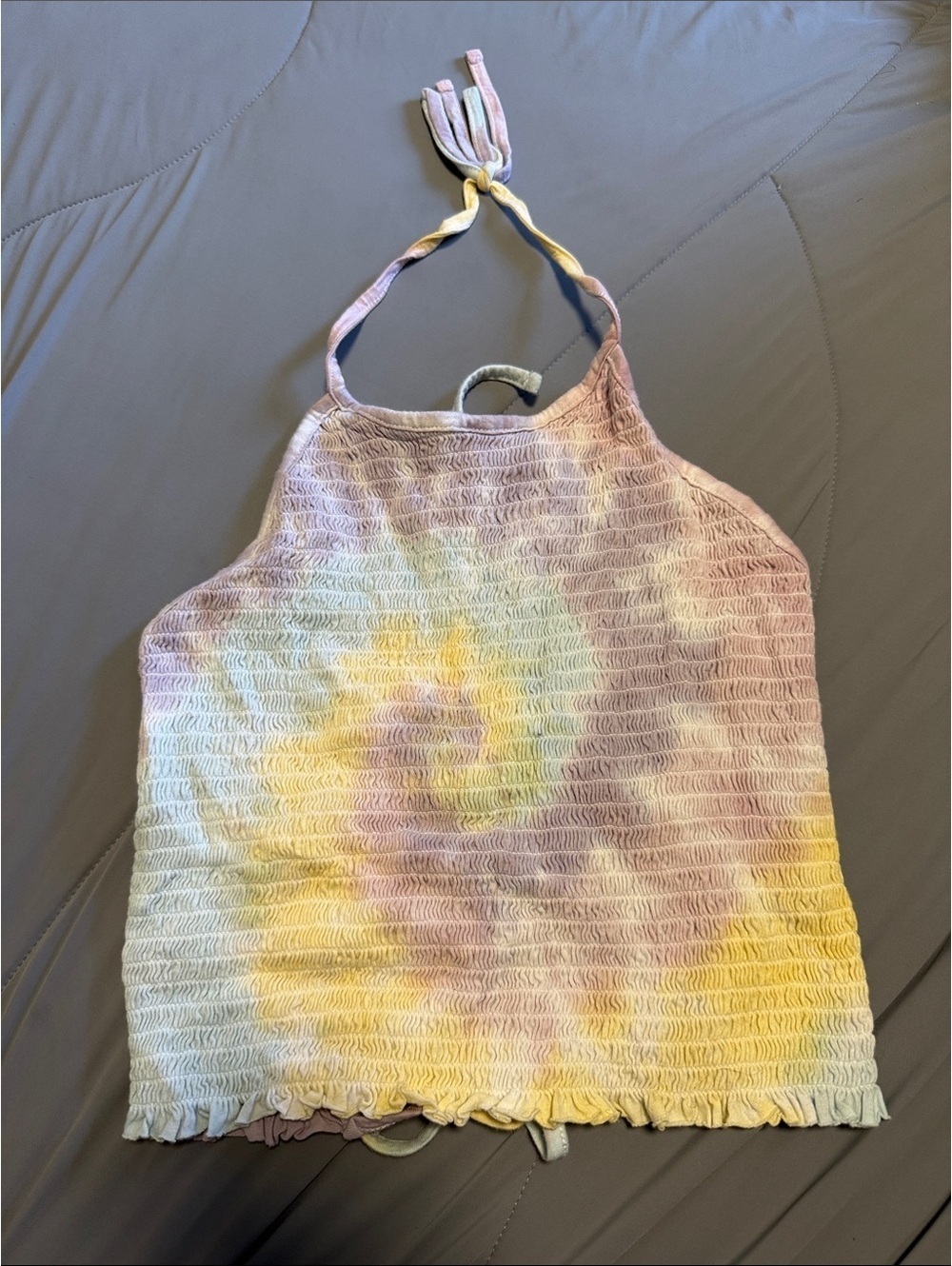 Garage Tie-Dye Halter Crop Top in Pastel Yellow, Pink, Lavender